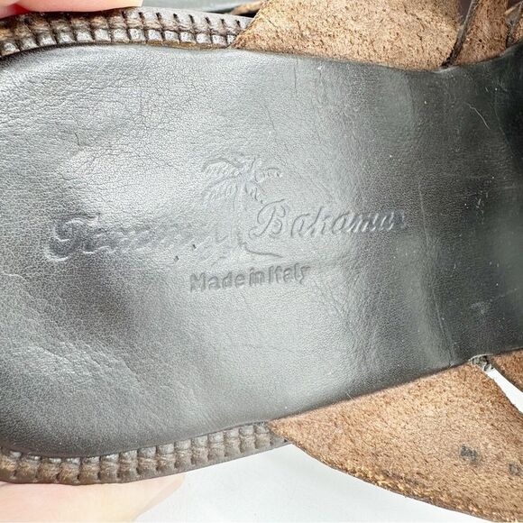 Tommy Bahama Vintage Slip-On Mule Dark Brown Leather Fisherman Sandals Sz 10 - Picture 11 of 15